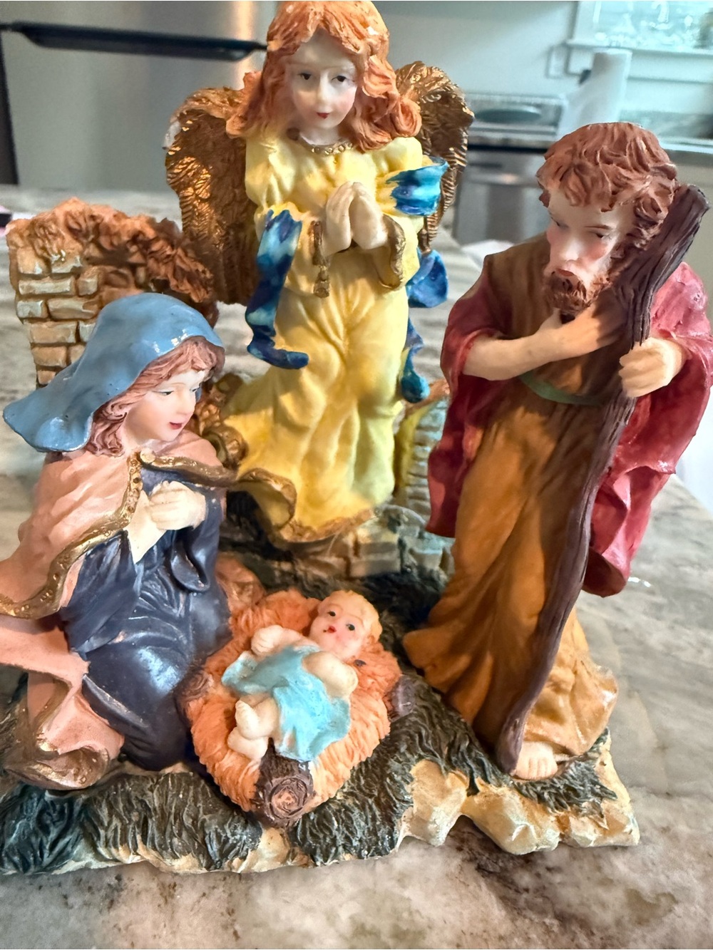 Hand-Painted Nativity Figurine Set in Multicolor Finish